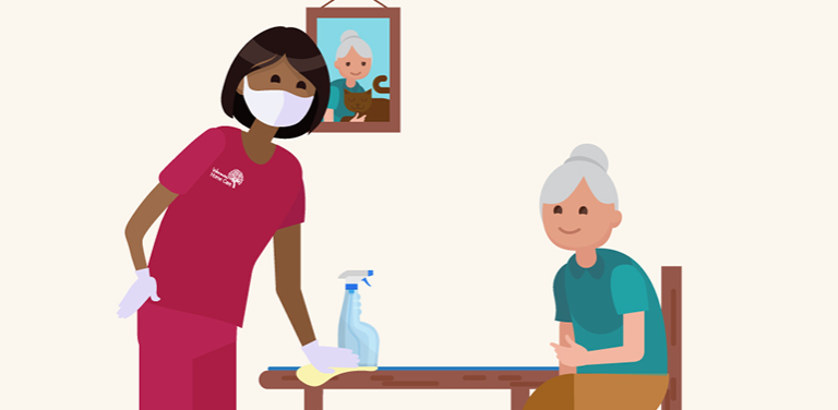 Warman Home Care Caregiver and Client at a table
